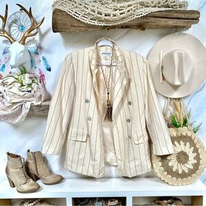SILK double breasted pin stripe modern boho blazer w academia style